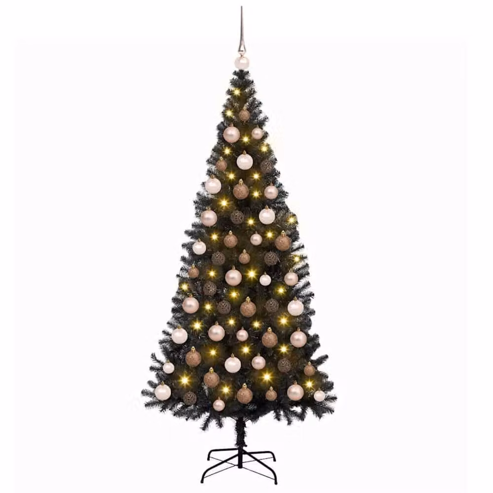 Berkfield Home Christmas Tree with 300 LEDs and Stand, Black, Height: 180 cm – 2