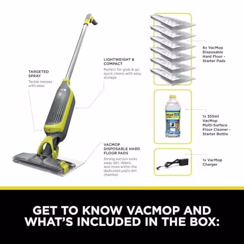 Shark VacMop 2-in-1 Cordless Hard Floor Vacuum Spray Mop VM200UK, Grey and Multicolour – 5