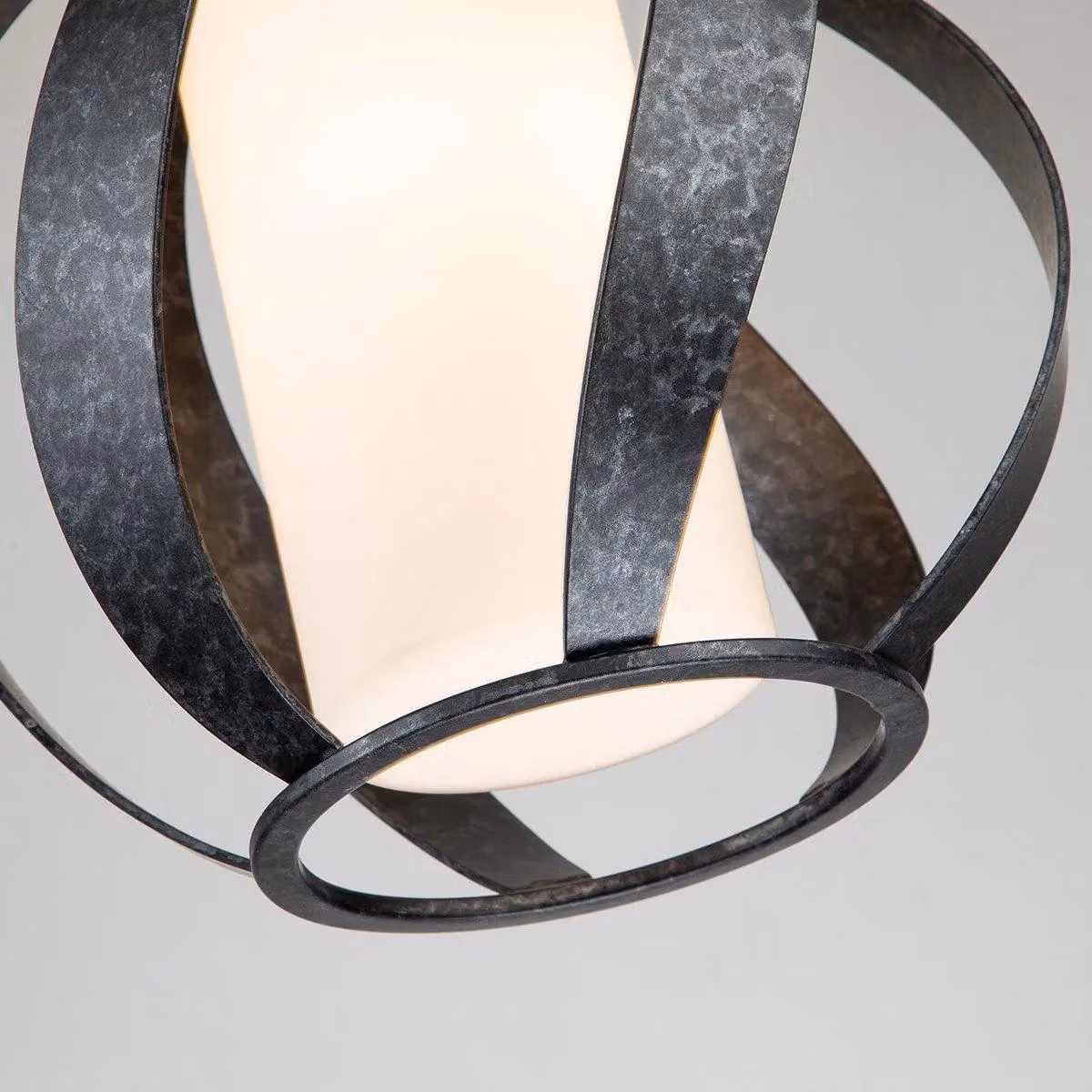 Quoizel Blacksmith Spherical Pendant Ceiling Light in Black and Silver Metal with Glass, IP44 Rated for Garden Use – 3