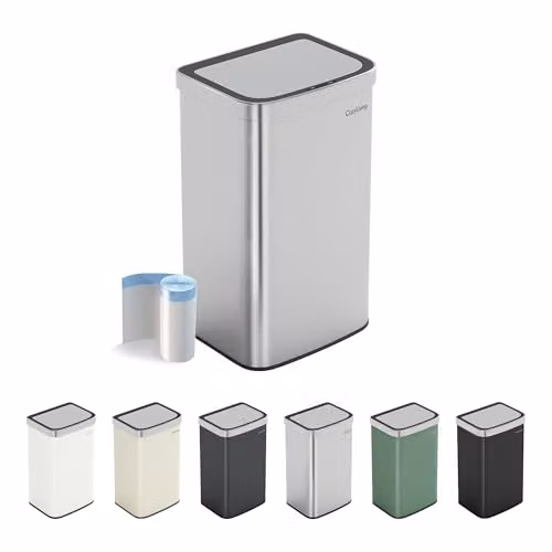 CozyLiving Automatic Motion Sensor Kitchen Bin with Soft Close Lid in Silver, 65.5 x 39.0 x 29.5 cm
