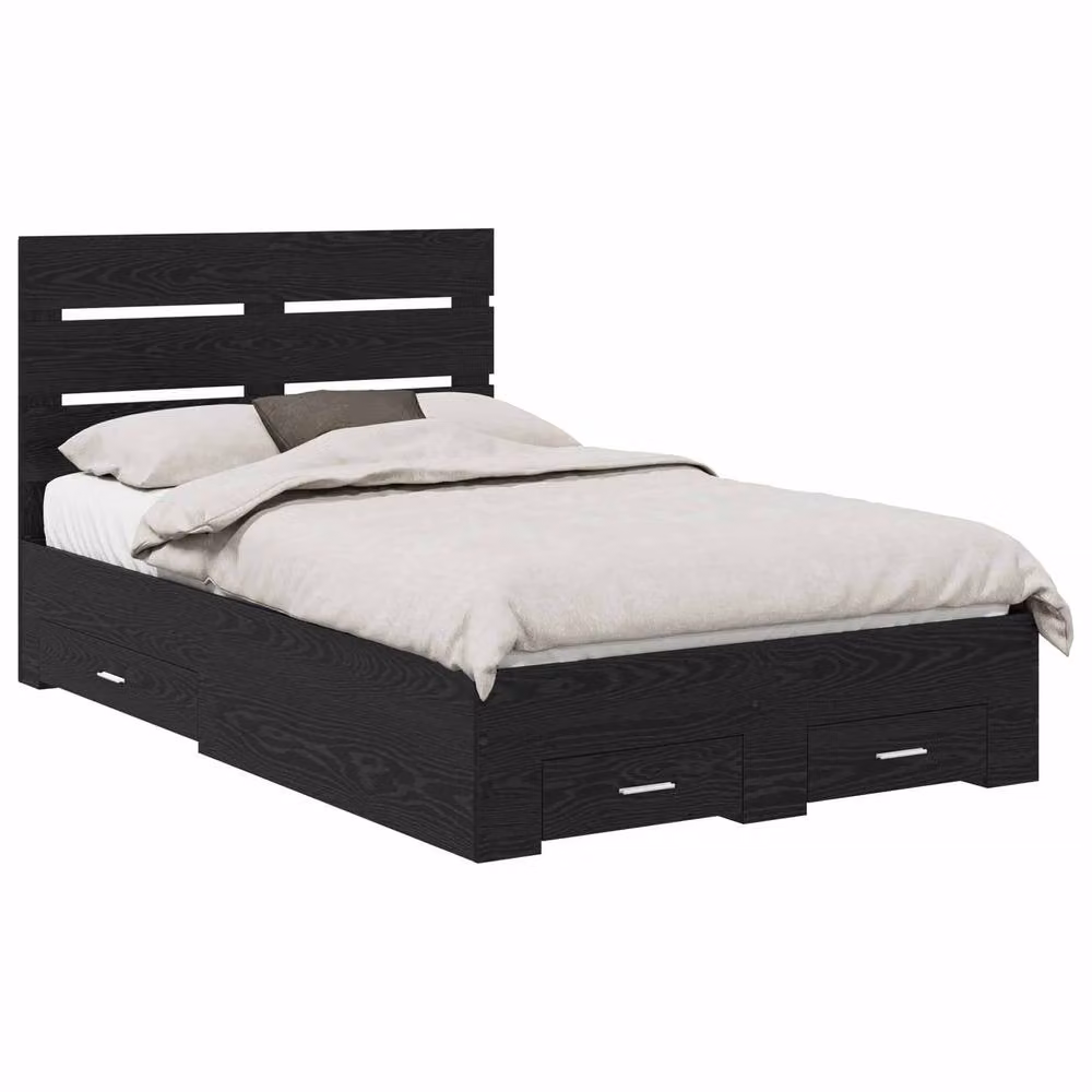Berkfield Home Modern Bed Frame with Drawers in Black Oak, Engineered Wood, W: 120 cm, L: 190 cm – 2