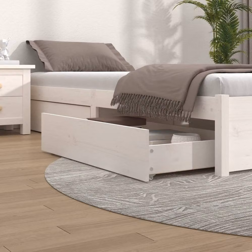 Berkfield Home 4-Piece White Solid Wood Pine Bedside Drawers – 1