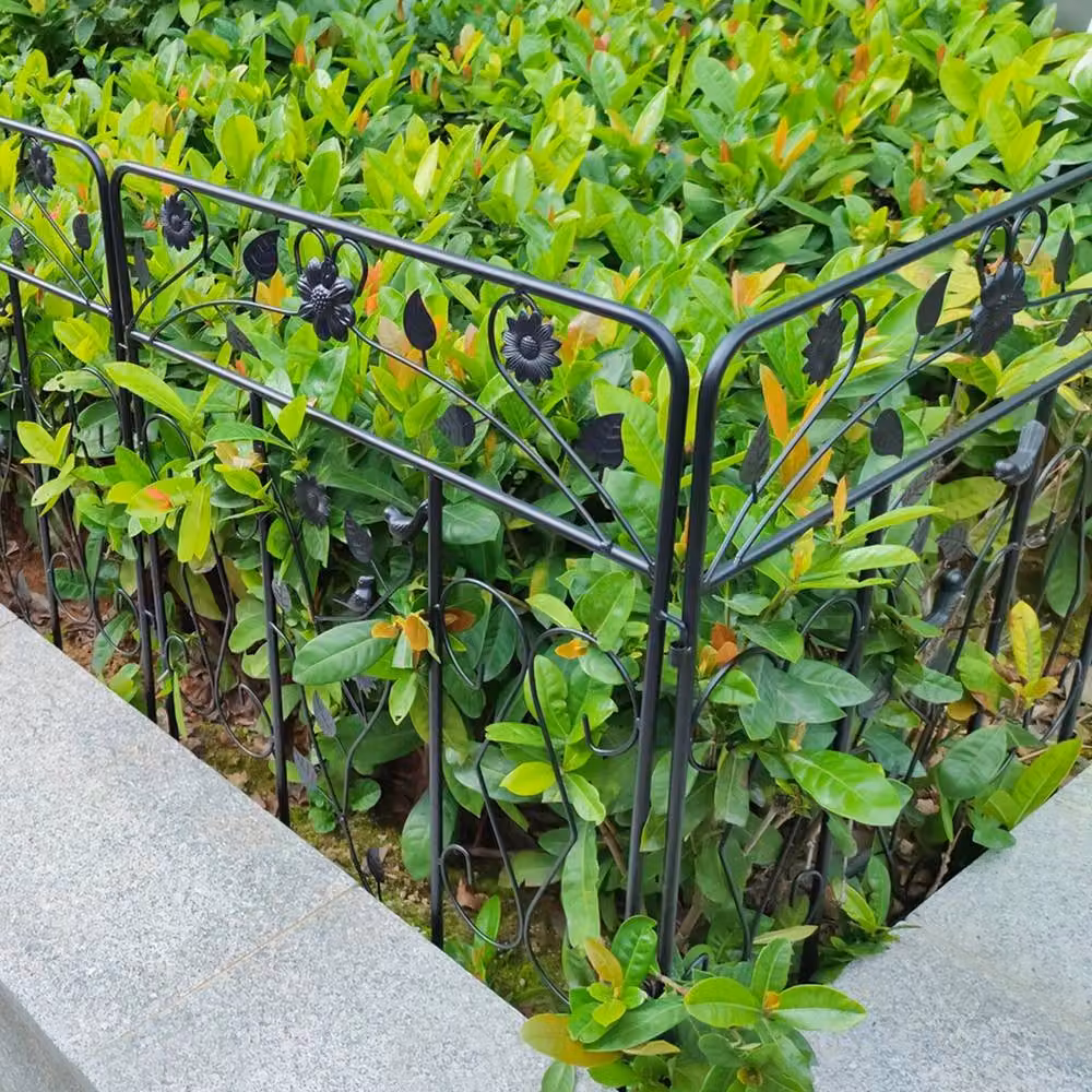 NESTLUNE 5-Piece Decorative Metal Garden Flower Bed Fence in Black, Height: 80 cm, W/D/H: 100 x 15 cm – 2