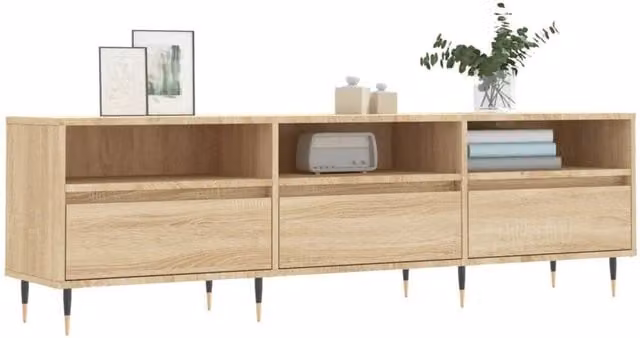Berkfield Home Sonoma Oak TV Cabinet in Beige, W/D/H: 150 x 30 x 44.5 cm – 1