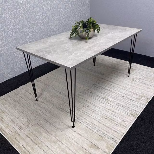 KOSY KOALA Modern Rectangular Dining Table with Metal Hairpin Legs in Grey and Brown, W: 140 cm, D: 80 cm, H: 75 cm – 1