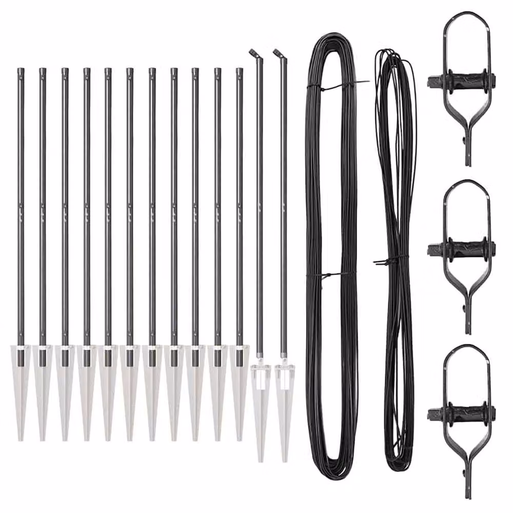 vidaXL Set of 26 Round Grey Metal and Plastic Sturdy Fence Posts – 3