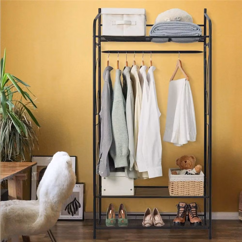 Kelvenix Large Capacity Clothes Rail Dress Hanging Display Stand in Matt Black – 3