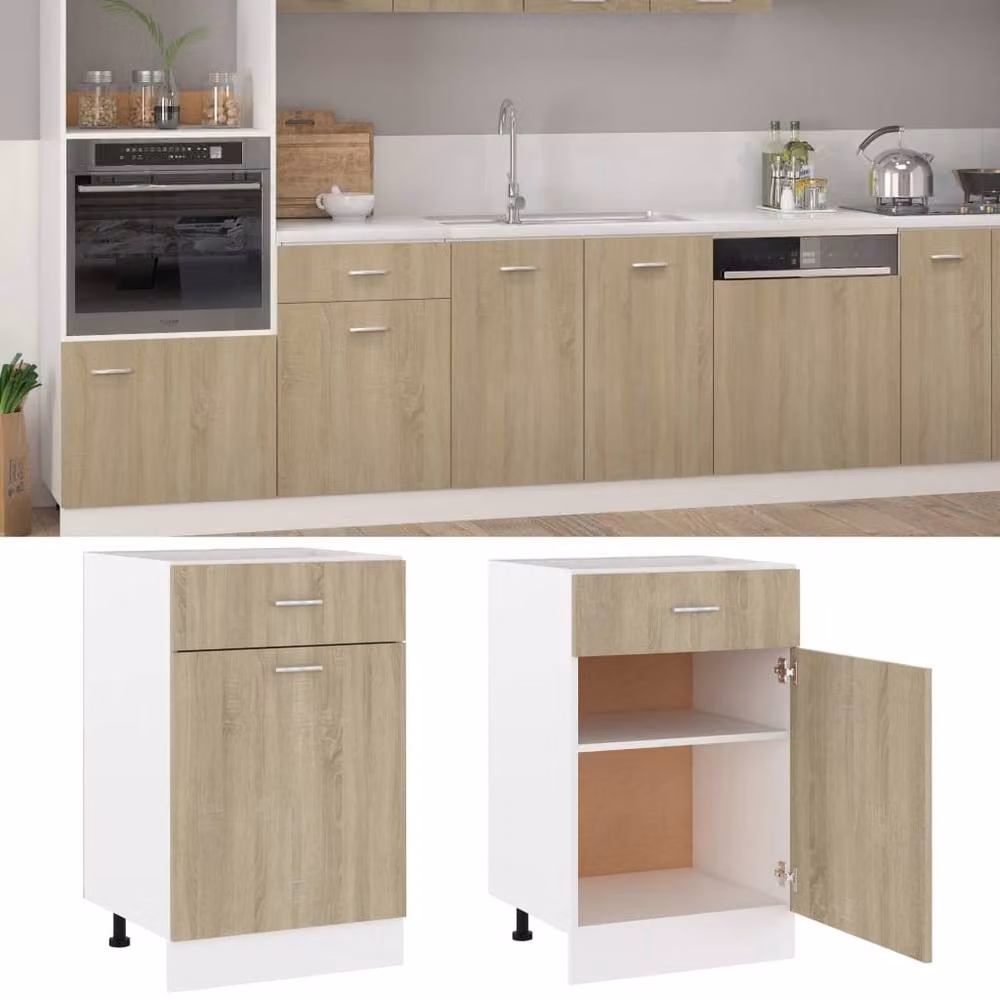 Berkfield Home Sonoma Oak Drawer Bottom Cabinet, W/D/H: 50 x 46 x 81.5 cm – 2