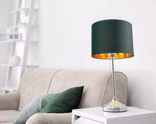 Happy Homewares Modern Green Cotton Cylinder Drum Lamp Shade with Shiny Copper Inner, Diameter: 25.4 cm – 4
