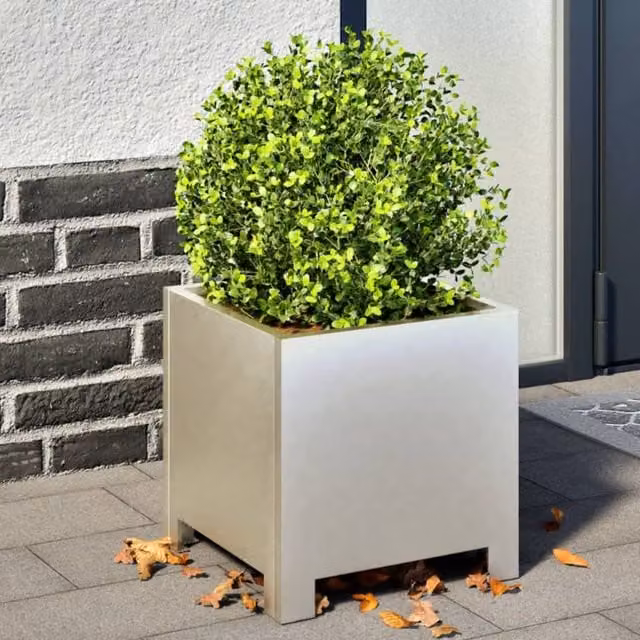 Berkfield Home Stainless Steel Garden Planter Tub in Silver, W/D/H: 30 x 30 x 30 cm – 1