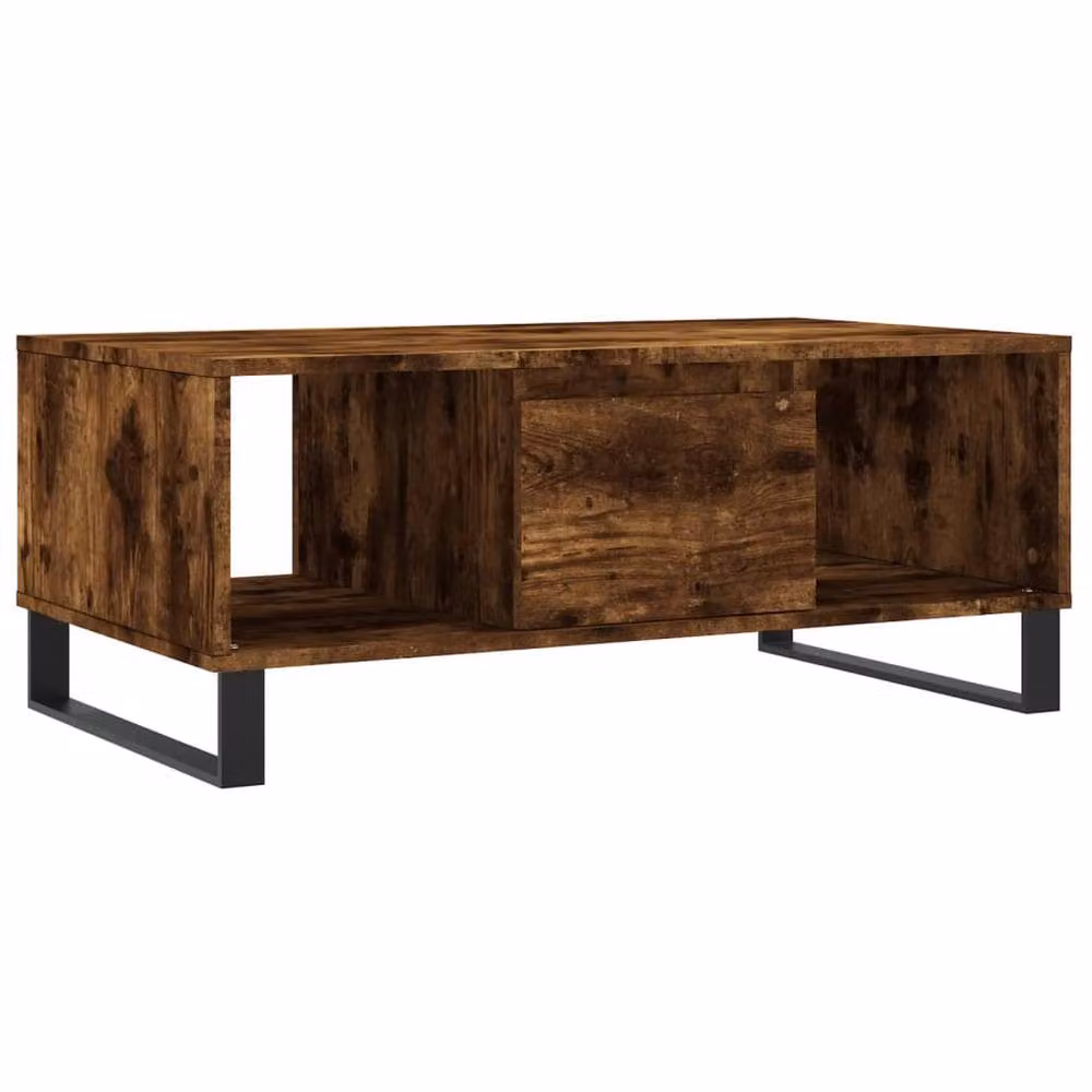 Berkfield Home Modern Rectangular Coffee Table in Smoked Oak Brown, W/D/H: 90 x 50 x 36.5 cm – 2