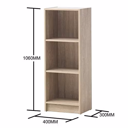Timber Art Design UK 3 Tier Contemporary Open Narrow Tall Bookcase Organizer in Grey, W: 40 cm, H: 106 cm, D: 30 cm – 2