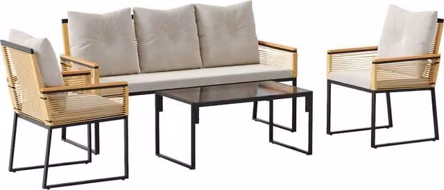 Garden Sanctuary Modern 5-Seater Outdoor Sofa Set in White Metal