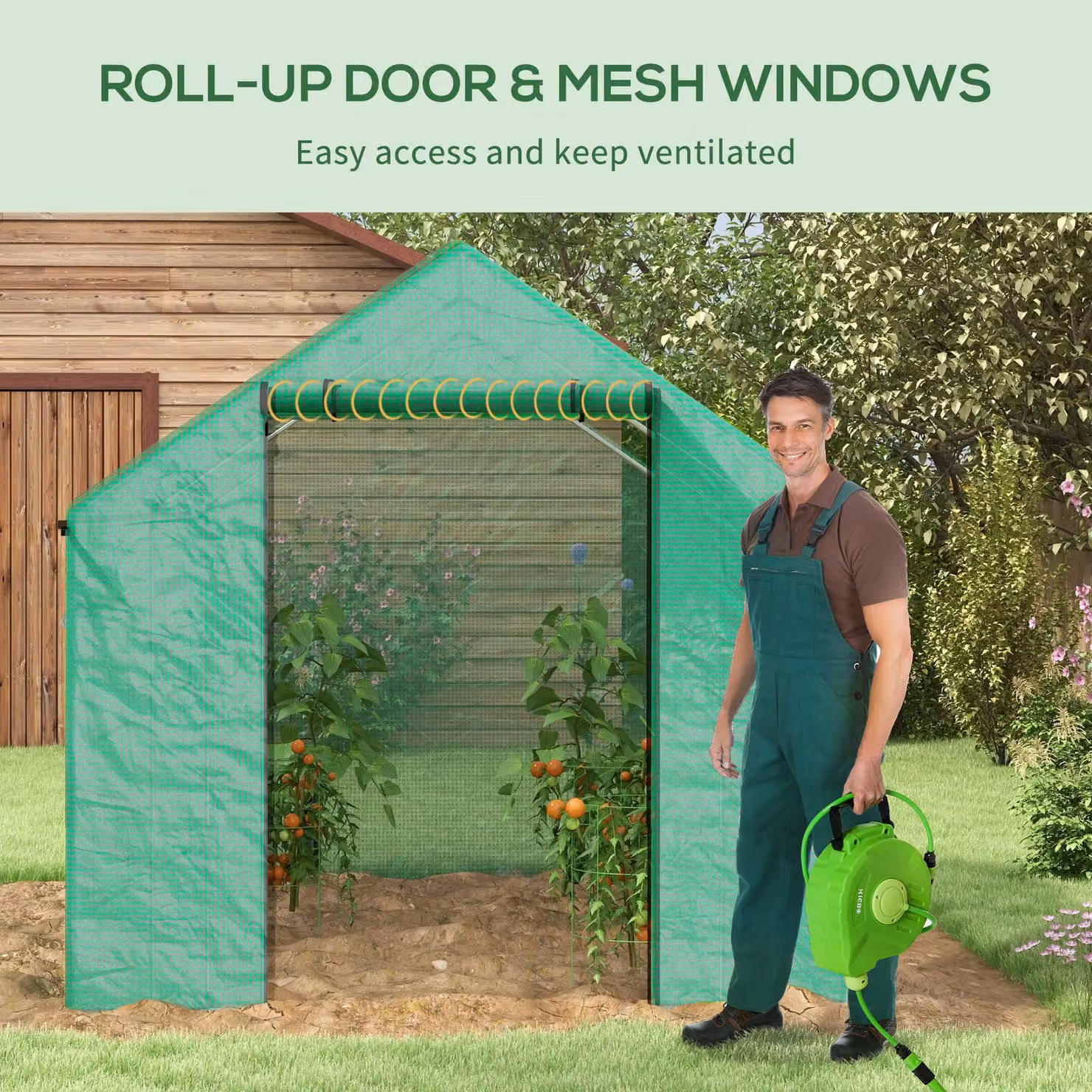 OUTSUNNY Green Tunnel Greenhouse with UV-resistant PE Cover and Galvanised Steel Frame, W: 3 m, D: 2 m, H: 2 m – 3