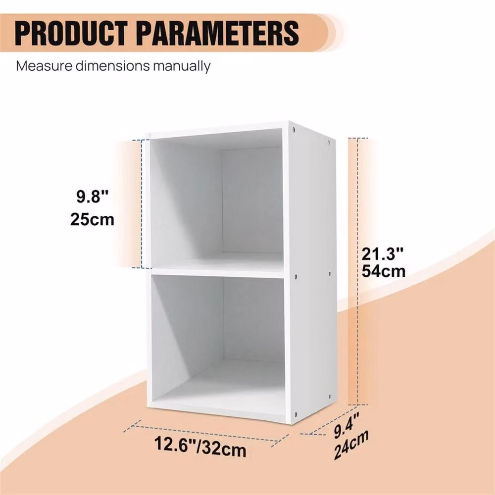 EONLION 2 Tier Display Shelving Unit in White, W/D/H: 100 x 32 x 54 cm – 2