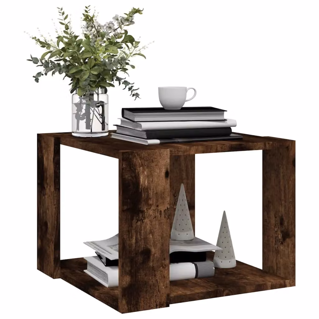 Berkfield Home Smoked Oak Coffee Table in Brown, W/D/H: 40 x 40 x 30 cm – 3