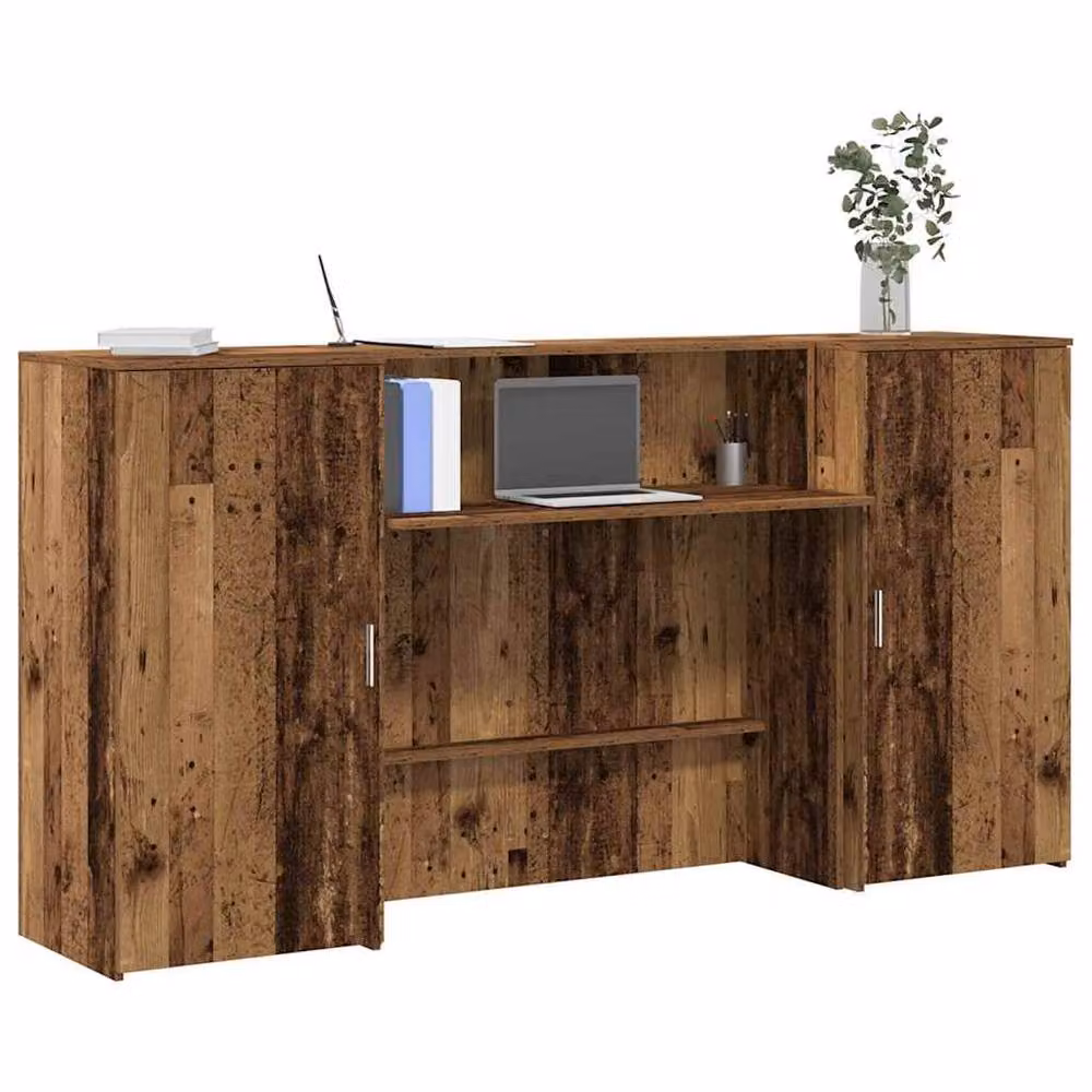 Berkfield Home Old Wood Reception Desk in Brown, W: 200 cm, D: 50 cm, H: 103.5 cm – 2