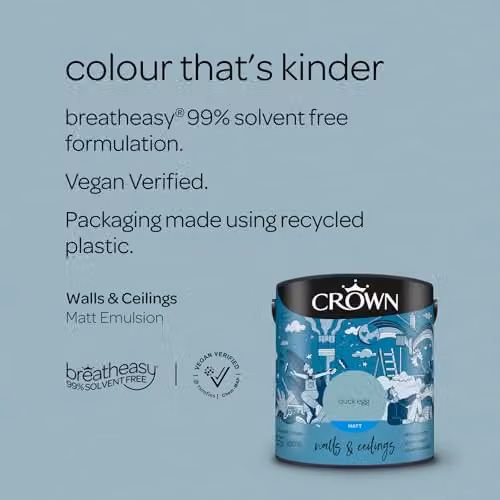 Crown Core Emulsion Matt Duck Egg Blue Water Based Paint 2.5 l – 2