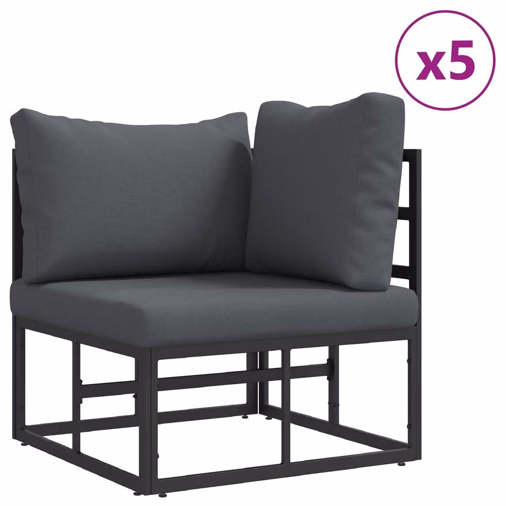 Berkfield Home 11 Piece Modern Garden Sofa Set with UV-Resistant Cushions in Black Powder-Coated Aluminium – 3