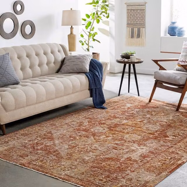 Livabliss Mirabel Vintage Beige and Brown Traditional Fringe Living and Dining Room Rug, W: 200 cm, L: 290 cm