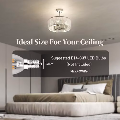 HOMCOM Modern Crystal Semi Flush Mount Ceiling Light in Silver and Transparent – 3