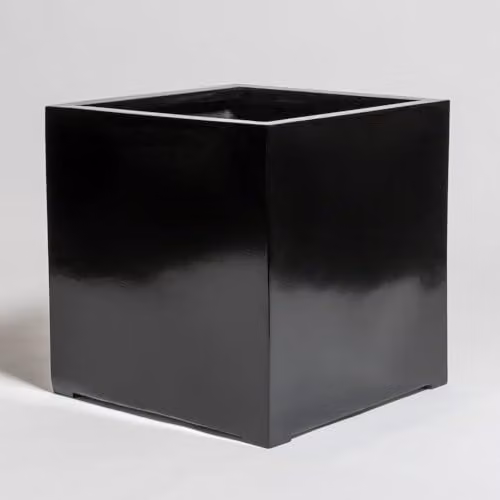 Primrose Polystone Cube Planter Tub in Black or White, 50 x 50 x 50 cm