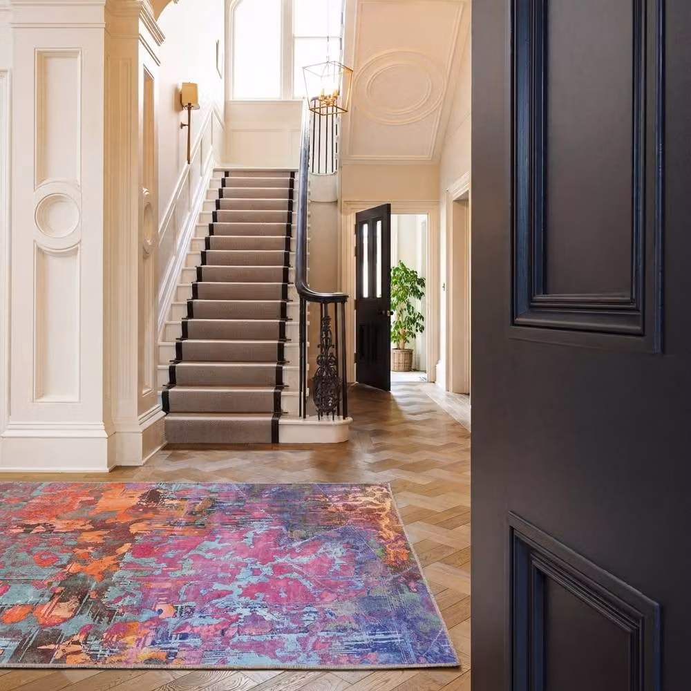 Kukoon Aqua Coral Abstract Washable Rug in Blue and Multicolour, W: 160 cm, D: 230 cm – 3