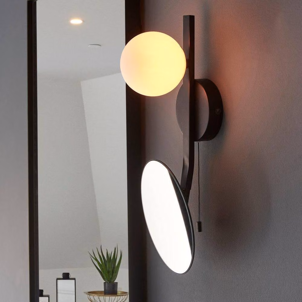 Netlighting RIOMAGGIORE Non Dimmable Contemporary Black Metal and Glass Bathroom Wall Lamp – 3