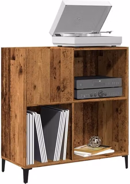 Berkfield Home Old Wood Record Cabinet in Brown, W/D/H: 84.5 x 38 x 89 cm – 1
