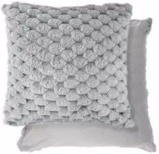 New Edge Blinds Leah Collection Deluxe Faux Fur Cushion Cover in Silver, W/D/H: 43 x 43 x 1 cm