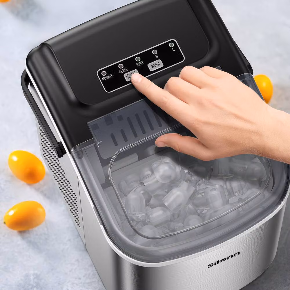 Silonn Countertop Ice Maker Machine in Silver Stainless Steel with Self-Cleaning Function – 2