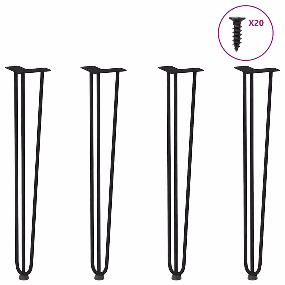 Berkfield Home Hairpin Table Legs, 4 Pieces, Black, Height: 72 cm, Solid Steel – 2