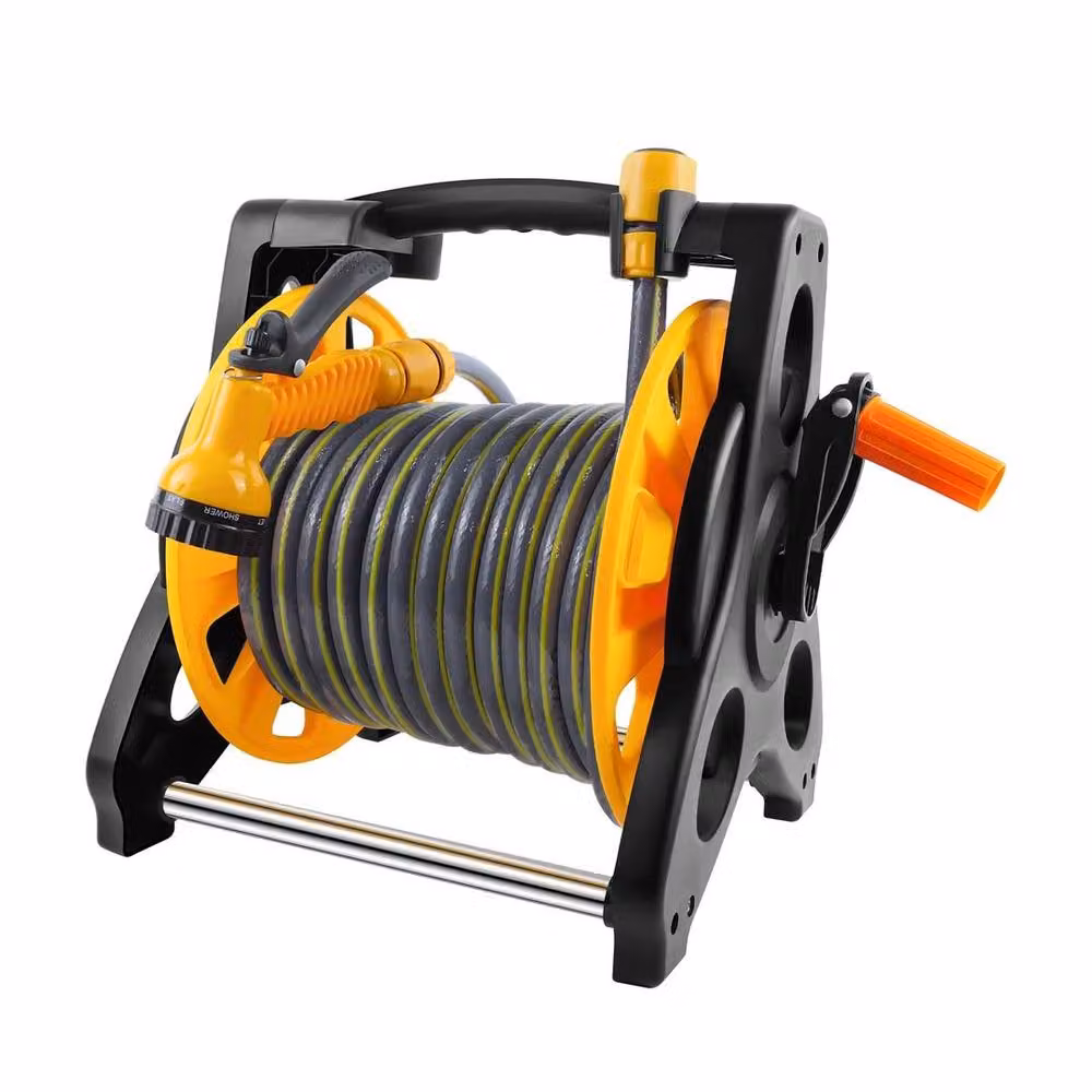 FLAVORA Compact Garden Hose Reel with 15m Hose in Yellow – 2