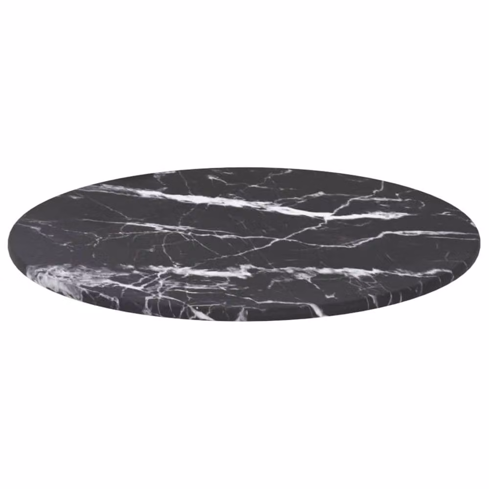 Berkfield Home Black Marble Design Tempered Glass Table Top, Diameter: 30 cm, Height: 0.8 cm – 2