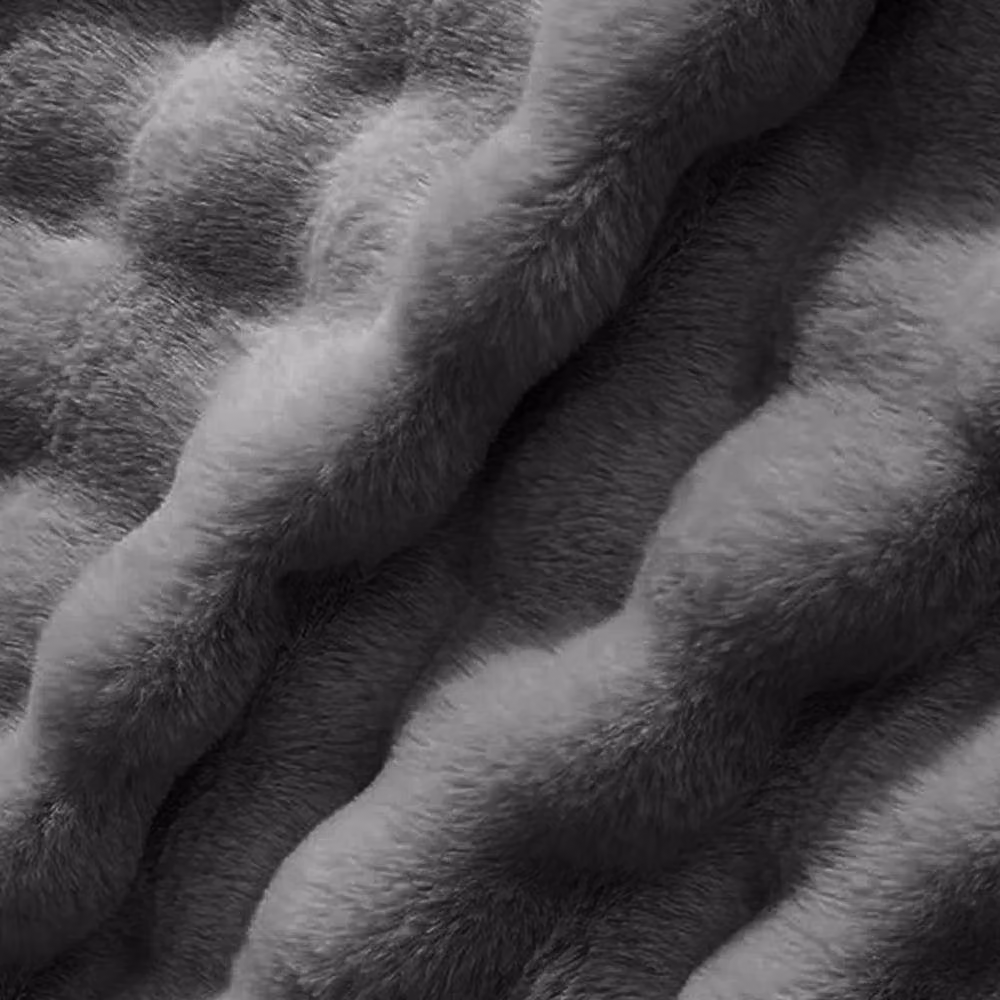 Sweet Dreams Bubble Faux Fur Duvet Cover and Pillowcase Set in Grey, W/D/H: 200 x 200 cm – 3