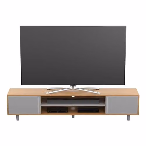 AVF Scandinavian Media Cabinet TV Stand in Light Wood and Grey, W: 200 cm, D: 41.8 cm, H: 41 cm – 1