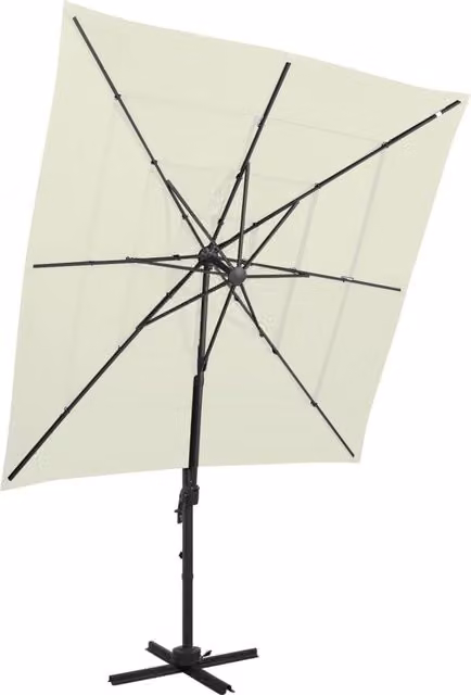 Berkfield Home 4-Tier Parasol with Aluminium Pole in Beige and Sand, W/D: 250 x 250 cm