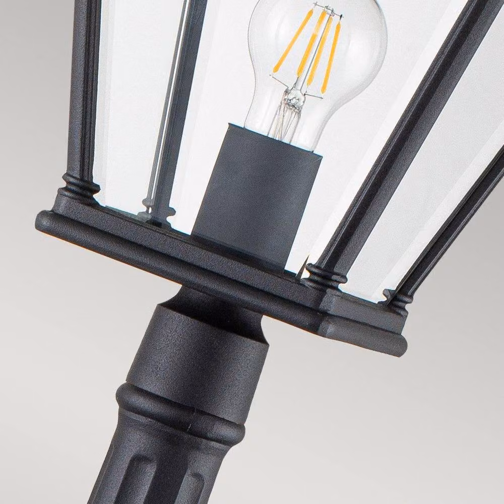 Netlighting Bayview Black Outdoor Bollard Garden Lantern with Transparent Glass and Aluminium Body IP44 – 3