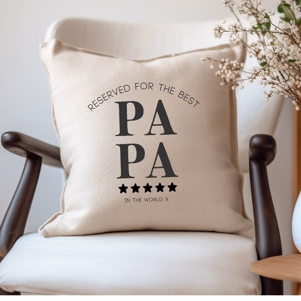Aye Do Gifts Men's Personalised Reserved for the Best Papa Cushion in Beige, W/D/H: 40 x 40 x 40 cm – 2
