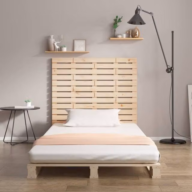 Berkfield Home Solid Wood Pine Wall Headboard in Light Sand, W: 126 cm, D: 3 cm, H: 91.5 cm – 1