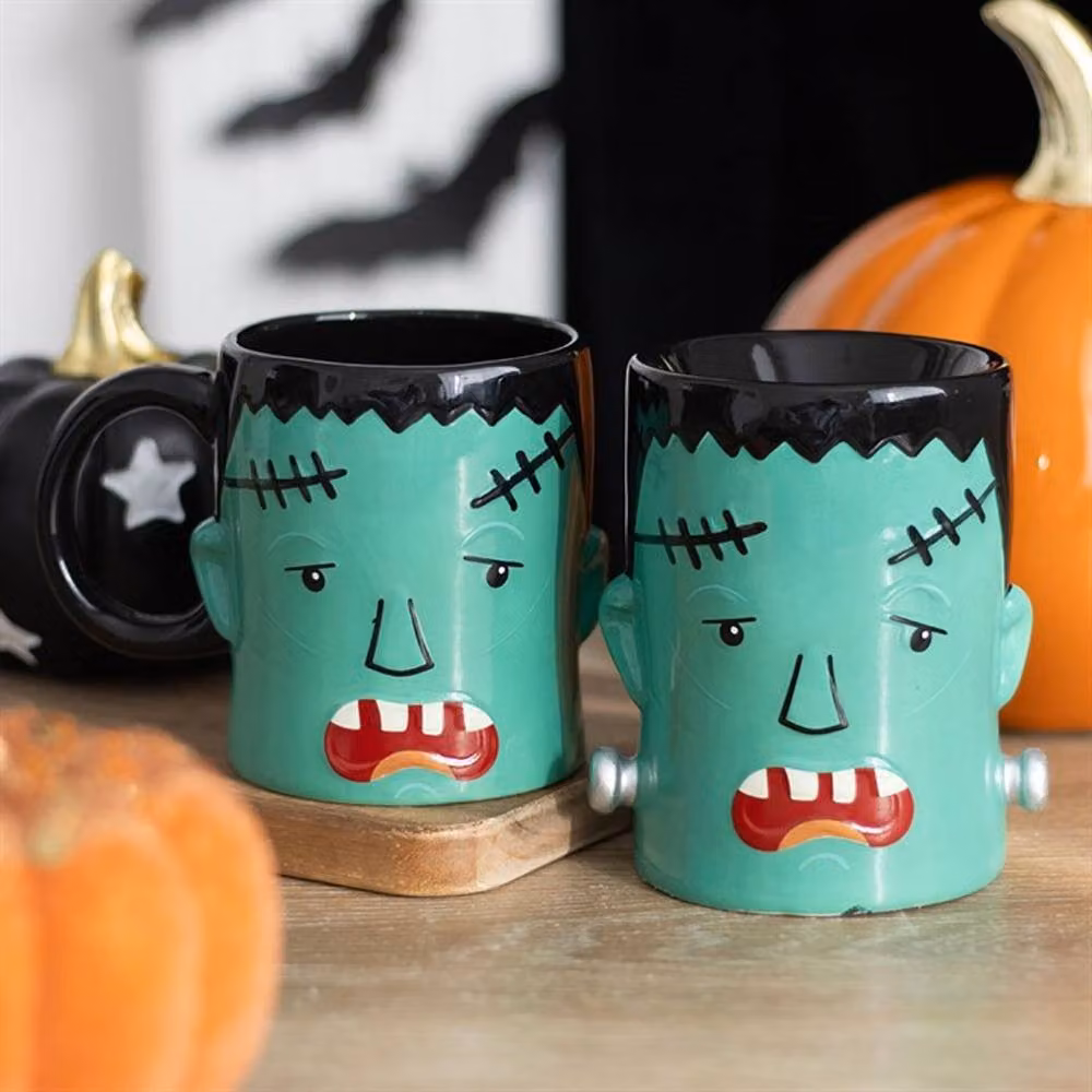 Uniqueful Frank Monster Head Ceramic Mug in Green, 550ml – 2