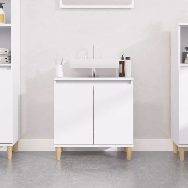 Berkfield Home White Freestanding Bathroom Sink Cabinet W/D/H: 58 x 33 x 60 cm