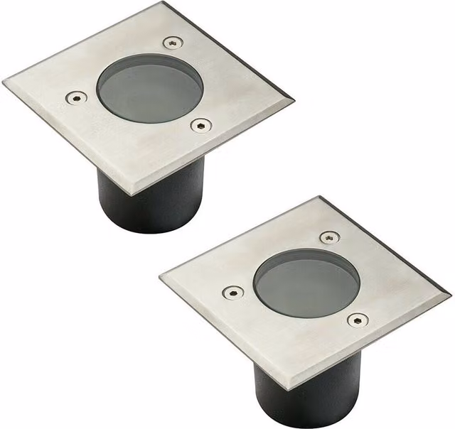 CGC Lighting Myah Two Square Small Stainless Steel Inground or Decking Lights in Silver