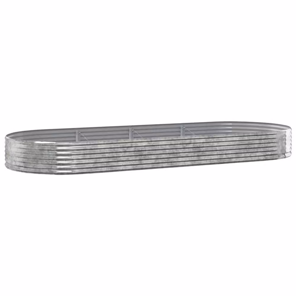 Berkfield Home Garden Powder-coated Steel Raised Bed, Silver, W: 373 cm, D: 140 cm, H: 36 cm – 2