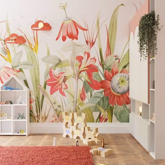 Superfresco Easy Flora Red Floral Print Mural, W: 300 cm, H: 280 cm – 1