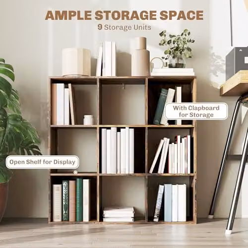 HOMCOM 9 Cube Storage Unit Modern Freestanding Bookcase in Brown – 4