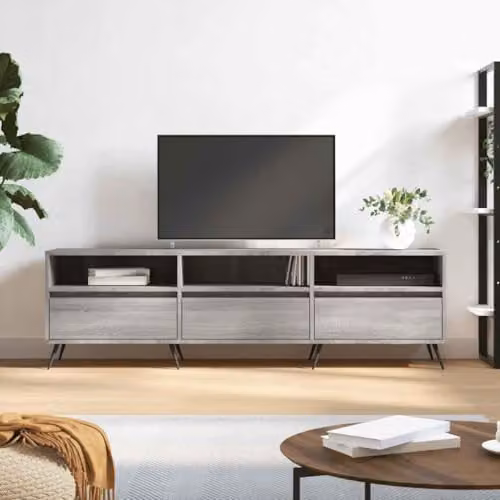 vidaXL Modern TV Cabinet in Grey Sonoma, W/D/H: 150 x 30 x 44.5 cm – 2