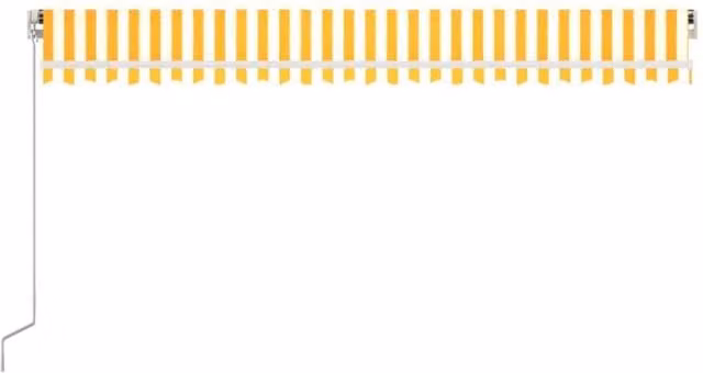 Berkfield Home Manual Retractable Folding Arm Awning in Yellow and White, W: 500 cm, D: 300 cm