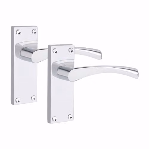 Golden Grace Astrid Victorian Scroll Door Latch Handles in Polished Chrome and Silver Zinc