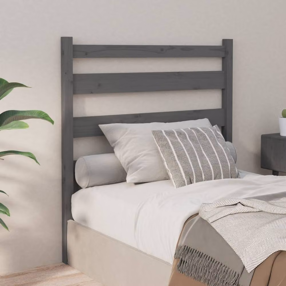 Berkfield Home Grey Rustic Solid Pine Wood Bed Headboard W/D/H: 96 x 4 x 100 cm – 2